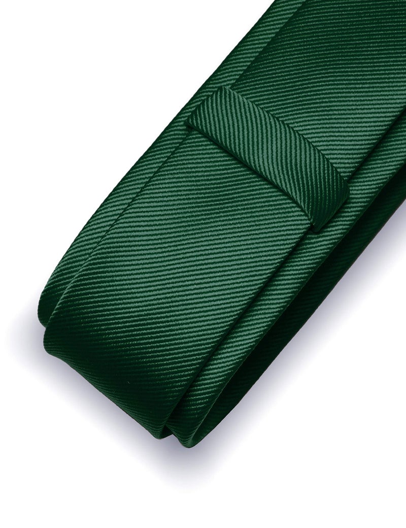 JEMYGINS 2.4" Green Skinny Tie and Pocket Square with Tie Clip Silk slim Necktie Sets for Men - Image 2